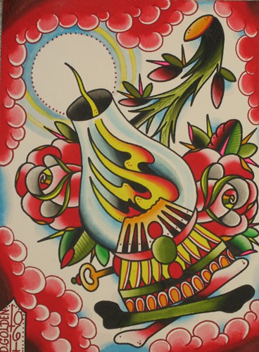 Tattoos - latern and roses - 17371